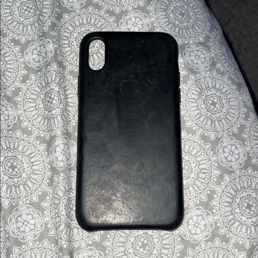 Black leather apple iphone x case